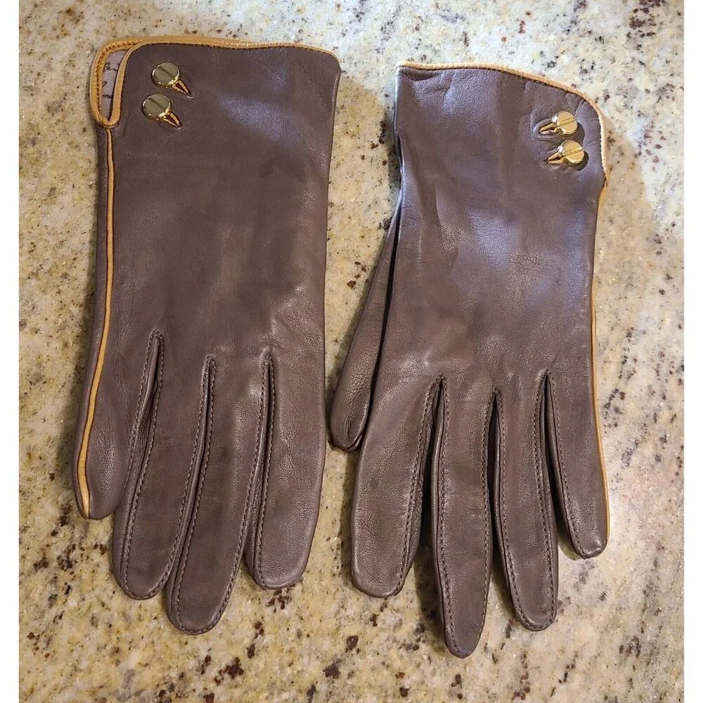 Vintage Size M 7 Gray Soft Leather Lined 8.5
